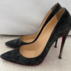 Christian Louboutin So Kate Heels in Dark Grey Suede